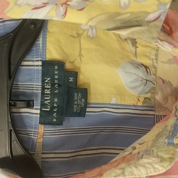 Lauren Ralph Lauren patchwork button up short sleeve 100% cotton. Unisex - Picture 2 of 5